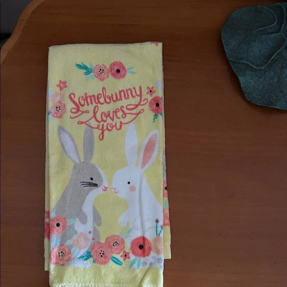 Yellow Bunny Print Kitchen Towel
